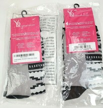 2 Pack Yo Sox Graphic Print Womens Crew Socks Geometric Design Size 6-10 - £14.34 GBP