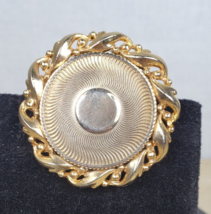 Vintage 1960's Signed STAR Round Swirl Gold Tone 1.5 inch Brooch - $37.49