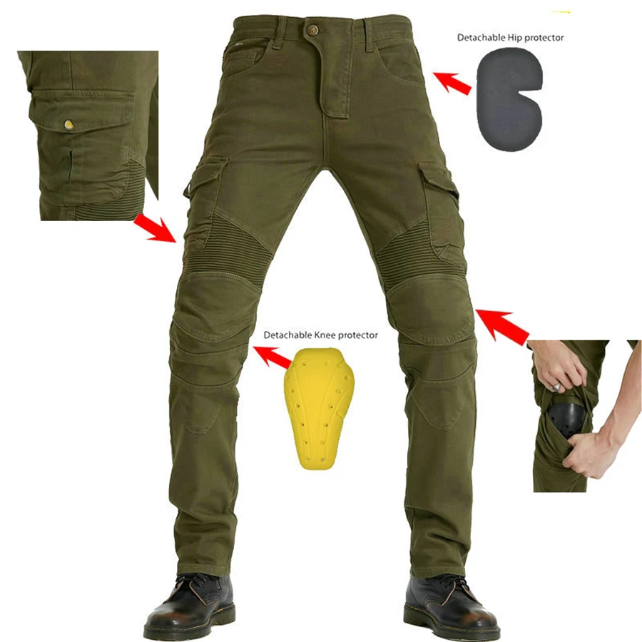 Motorcycle jeans, protective equipment, protective gear, knee pads, hip pads, a - £51.50 GBP+