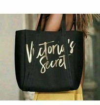 Victoria&#39;s Secret Beach Cooler Picnic Bag Insulated Wine Tote Black Gold... - $13.85