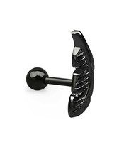 Feather Shaped Black Tone Stainless Steel Right Tragus Ear Piercing - £8.32 GBP
