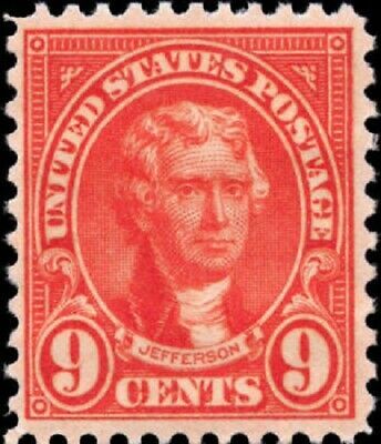 1926 9c Thomas Jefferson, President, Orange Red Scott 641 Mint F/VF NH - $4.80