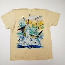 Guy Harvey Dri-release Men&#39;s T-Shirt Size Medium Yellow Poly-cotton QG7 - £7.36 GBP
