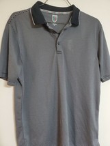 Nick Faldo Claret &amp; Green Golf Polo, Men&#39;s M, Black/Gray Stripe Shirt - $14.24