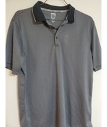 Nick Faldo Claret &amp; Green Golf Polo, Men&#39;s M, Black/Gray Stripe Shirt - $14.24