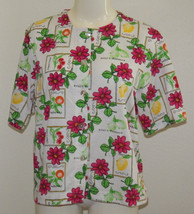 NWT Classic Elements Shirt Women MEDIUM Fruit Essence Lemon Cherry Flowe... - £10.08 GBP