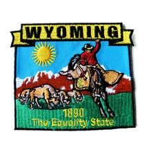Us States Wyoming State Name Map Embroidered Patch - £4.25 GBP