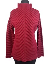 Two Star Dog Red Ribbed Turtleneck Sweater Size Small Wool Blend - £10.81 GBP