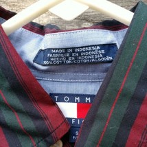 Tommy Hilfiger Men&#39;s Shirt Button Down Collar LS Burgundy-Blue Stripes Small - £10.72 GBP