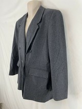 Pendleton Womens 14 Gray USA Made Double Breasted Virgin Wool Blazer Jacket - £53.71 GBP