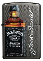 Zippo Lighter - Jack Daniel&#39;s Logo and Bottle Grey - 49321 - £25.08 GBP