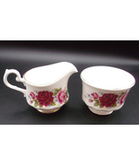 Queen Anne Bone China Creamer &amp; Sugar Bowl Set Gold Edged Roses Made in ... - £14.33 GBP