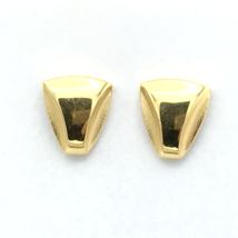 MONET vintage triangular stud earrings - gold-tone textured signed pierc... - $18.00