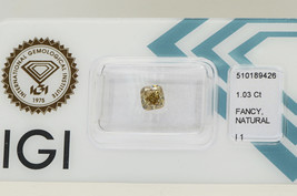 Cushion Shape Diamond Fancy Brown Color Real Loose 1.03 Carat I1 IGI Certificate - £934.13 GBP