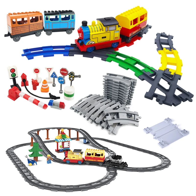 Big Building Block Track Set Electric Intelligent Locomotive Railway Duplo Train - £8.97 GBP+