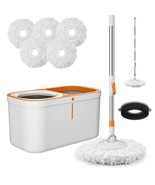 Spin Mop Bucket With Wringer System Extended Mop Handle 61?Mop And Bucke... - $76.99