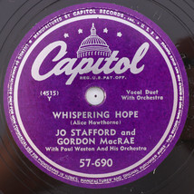 Jo Stafford, Gordon MacRae - Whispering Hope - 1949 Polka 78 rpm Record 57-690 - £14.59 GBP