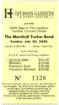 Billet De Concert Marshall Tucker Band 30 Juillet 2006 Littleton Colorado - $29.69