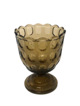 Smoky Brown E O Brody Co Thumbprint Design Footed Compote Vase USA Scall... - £11.77 GBP