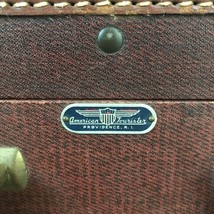 Vtg American Tourister Leather Maroon Initialed EDR Luggage Hard Shell Suitcase - £99.36 GBP