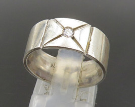 CILOR 925 Sterling Silver - Vintage White Topaz Smooth Band Ring Sz 5 - RG23947 - £30.19 GBP