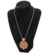 TRIFARI Necklace Gold-Tone &amp;Peach Color Round Settings Faceted Rhineston... - €25,67 EUR