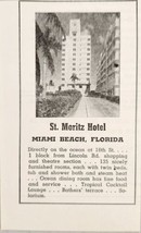 1948 Print Ad St Moritz Hotel 135 Rooms near Lincoln Rd. Miami Beach,Florida - £7.63 GBP