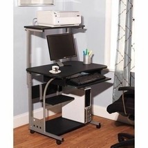 Black Mobile Computer Tower Desk Printer Cart Laptop Table Top Shelf Home Office - £135.11 GBP