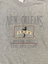 NEW ORLEANS Bourbon Street Jazz The Big Easy Medium Grey T-Shirt Embroid... - £15.48 GBP