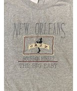 NEW ORLEANS Bourbon Street Jazz The Big Easy Medium Grey T-Shirt Embroid... - £15.46 GBP