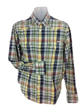 Lucky Brand Mens Medium Plaid Western Long Sleeve Button Down Shirt Cotton Multi - $13.53