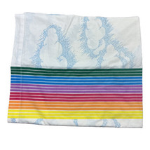 Vintage 1970s Pacific Rainbow Clouds Double Flat Sheet Fabric Teen Room - £23.72 GBP
