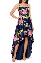 Xscape Floral 3532 High Low Dress SZ 6 Navy Multi - $94.25