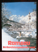 Original Poster Germany Ramsau Church Snow River Bridge - £44.50 GBP