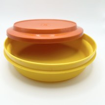 Vintage Tupperware Seal and Serve 6&quot; Bowl w/ Lid #1253-14 Yellow Orange - £8.13 GBP