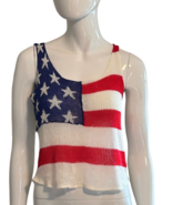 Womens Tank Top Crochet American Flag Patriotic Medium Love The Classic NEW - £17.20 GBP
