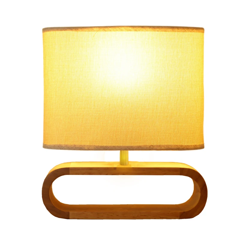 Nordic wood base table lamp cloth lampshade table lights for living room... - £56.69 GBP+