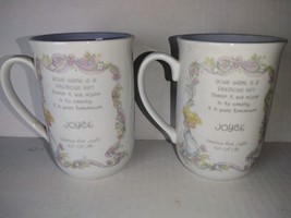Precious Moments Personalized Mug Cup Joyce Enesco 1989 Vintage Lot of 2 - $11.40