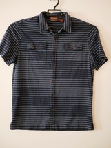 Michael Kors Woman&#39;s Short Sleeve Black Striped Button-Up Shirt w/ Pocke... - £12.57 GBP