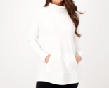 Sport Savvy French Terry Mock Neck Pullover w/ Pocket- White, XS - $19.79