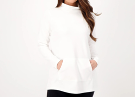 Sport Savvy French Terry Mock Neck Pullover w/ Pocket- White, XS - £15.81 GBP