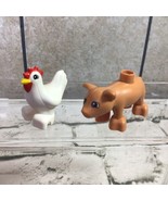 Lego Duplo Figures Lot Of 2 Farm Animals Chicken And Pig  - £7.48 GBP