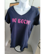 Russian Shirt Не беси NWT Vneck Size S Navy Blue - £14.52 GBP