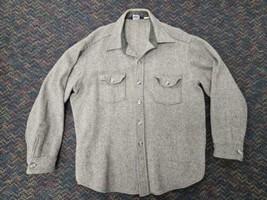 Vintage Woolrich Wool Shirt Jacket XXL Shacket Gray Herringbone Chore He... - $87.65