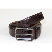 Men Genuine Leather Belt PIERO ROSSI Turkey Soft Crocodile print 1014 Brown image 5