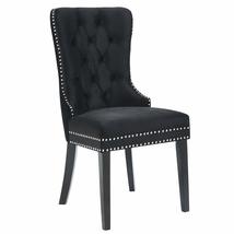 Nspire Set of 2 Modern Velvet &amp; Solid Wood Side Chair in Black - £407.75 GBP