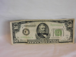 1934 $50 Bill Lime Green C Philadelphia - £59.01 GBP