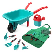 Kids Gardening Tool Set, Garden Toys With Wheelbarrow, Watering Can, Gardening G - £67.92 GBP