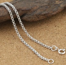 Pure Silver 2mm Thick Necklace Double Round Circle Chain Silver Necklace Sterlin - £55.73 GBP