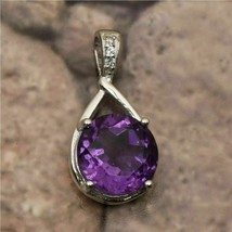 2.00 Ct Round Cut Simulated Amethyst   Pendant 925 Silver Gold Plated - £15.77 GBP